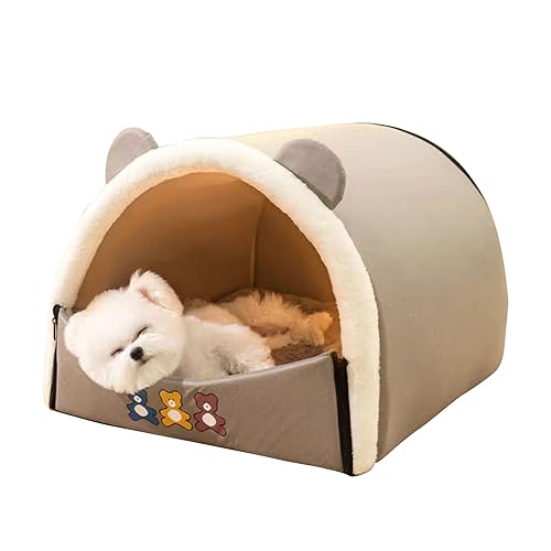 Galatée Katzenbett, Süßes Katzenhaus, Abnehmbares Und Waschbares Haustierhöhlenbett, Tragbares Katzen-Iglu-Bett Mit Abnehmbarem Kissen, Warmes Katzenhöhlenbett(XL, Grau) von Galatée