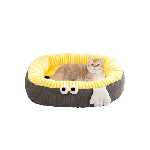 Galatée Katzenbett, Weiches, Strapazierfähiges Haustierbett, Waschbares Luxus-Katzen- Und Hundebett, Warme Katzenbetten Für Hauskatzen, Hundekissenbett Mit Rutschfester Unterseite(M, Grau) von Galatée