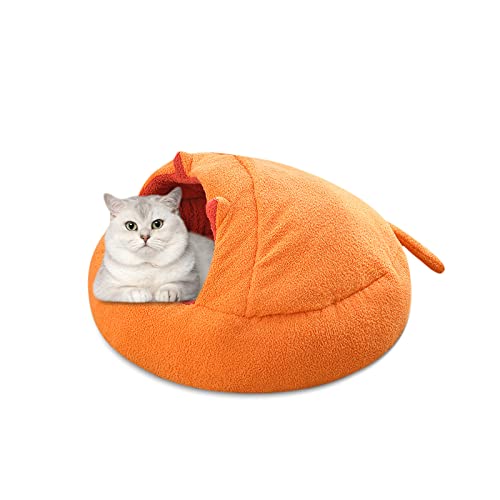 Galatée Katzenbett, Weiches Plüsch-Donut-Katzenbett, Katzennest Mit Herausnehmbarem, Waschbarem Innenkissen, Haustierbett Für Katzen Und Welpen(S, Orange) von Galatée