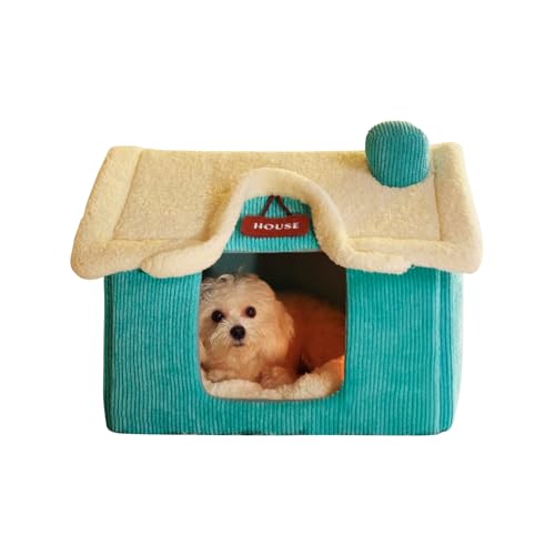 Galatée Katzenhaus, Abnehmbares Waschbares Katzenhaus, Warmes Cartoon-Katzenhaus, Gemütliche Plüschkatze Iglu, Faltbares Haus geeignet Für Hunde Katzen Kleine Tiere(Blau-1) von Galatée