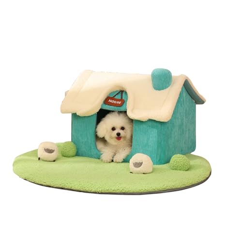 Galatée Katzenhaus, Abnehmbares Waschbares Katzenhaus, Warmes Cartoon-Katzenhaus, Gemütliche Plüschkatze Iglu, Faltbares Haus geeignet Für Hunde Katzen Kleine Tiere(Blau-2) von Galatée