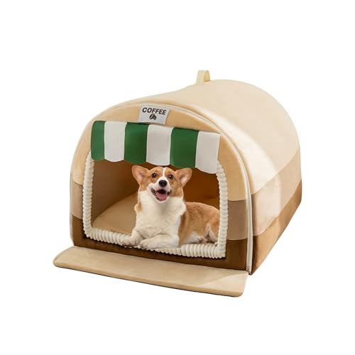 Galatée Katzenhöhlenbett, Hübsches Plüsch-Katzenhaus Für Den Innenbereich, Warmes Hundebett Mit Rutschfester Unterseite, Geschlossenes, Bequemes Hundebetthaus, Warmes Haustierbett(2XL, Braun) von Galatée