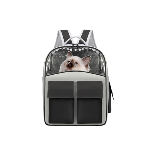 Galatée Katzenrucksack, Haustier-Rucksack Mit Atmungsaktivem Netzgewebe, Hunderucksack Mit Mehreren Taschen, Ideal Für Reisen, Wandern, Camping, Tragbarer Katzenrucksack(Schwarz) von Galatée