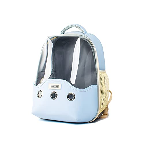 Galatée Katzenrucksack, Tragbarer Atmungsaktiver Haustiertragerucksack, Haustierrucksack Mit Transparentem Fensterdesign, Hundetragerucksack Mit Innerem Sicherheitsgurt(Hellblau) von Galatée