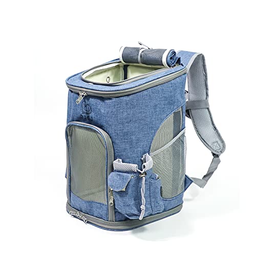 Galatée Katzentragerucksack, Hundetragerucksack Mit Belüftetem Innensicherheitsgurt, Welpentragetasche für Reisen, Camping, Wandern, Tragbarer Haustiertragerucksack(M, Blau) von Galatée