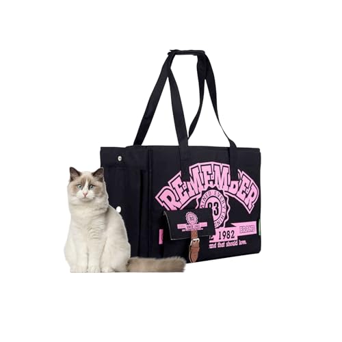 Galatée Tragetasche Für Haustiere, Faltbare Hundetasche, Von Fluggesellschaften Zugelassen, Tragbare Katzentasche Mit Öffnung Oben, Reisetasche Für Katzen Und Kleine Hunde(Schwarzrosa) von Galatée