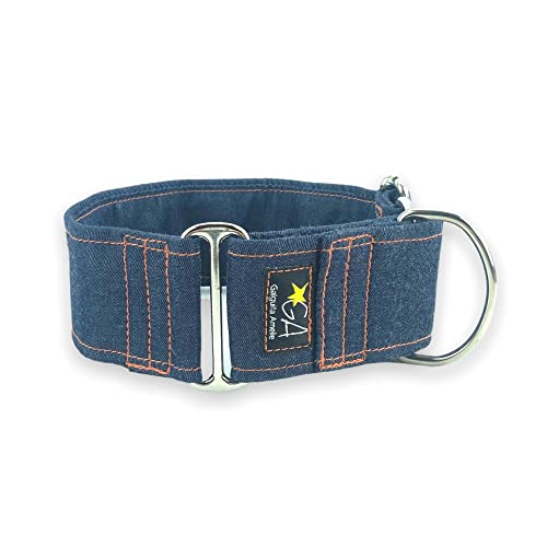 Galguita Amelie Martingale Halsband für Hunde, Jeans, 4 cm breit, Größe M (30-39 cm Umfang) von Galguita Amelie