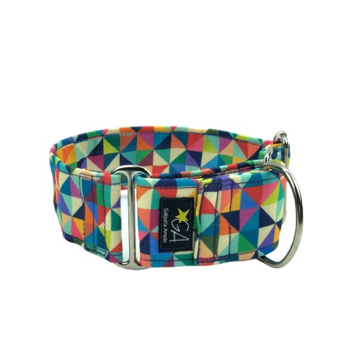 Galguita Amelie Martingale Hundehalsband, Dreiecke, mehrfarbig, 4 cm breit, Größe S (20-29 cm Umfang) von Galguita Amelie