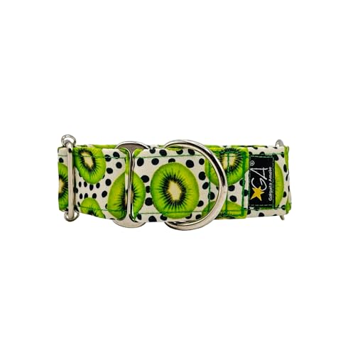 Galguita Amelie Martingale Hundehalsband, Kiwis, 4 cm breit, Größe L (40-49 cm Umfang) von Galguita Amelie