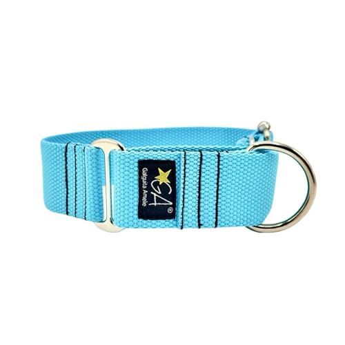 Martingale-Halsband, hautfarben, Blau, 4 cm, Größe L von Galguita Amelie