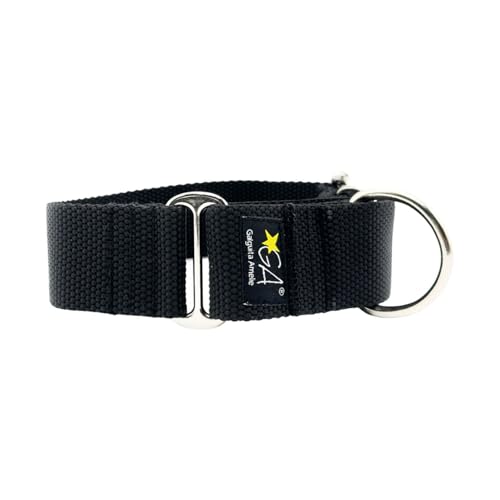 Martingale Halsband, hautfarben, Schwarz, 4 cm, Größe L von Galguita Amelie