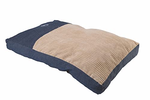 Galileo Casa Gepolsterter Teppich für Hunde, Jeansstoff und Samt, abnehmbar, mit Reißverschluss, 75 x 50 cm, Blau + Beige, Large von Galileo Casa