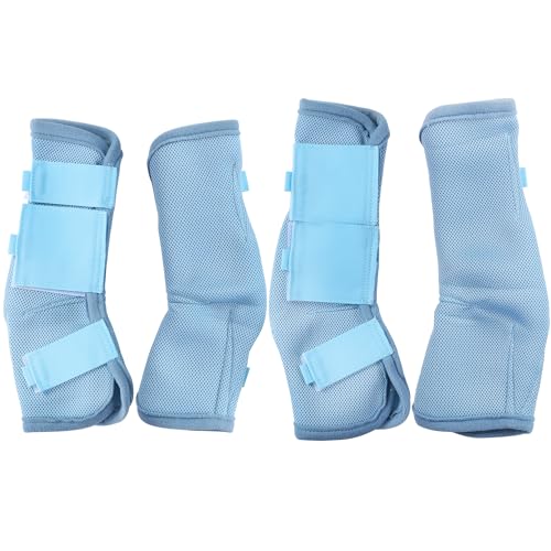 Fly Horse Boots 4er Set, Weiche & Atmungsaktive Mesh Fliegengamaschen für Pferde Hellblau Full von Gallopoff