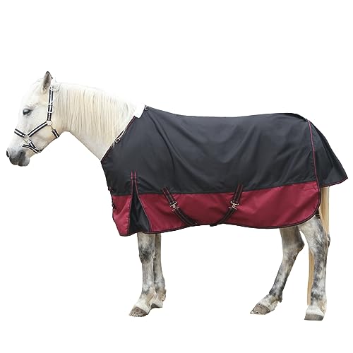 Gallopoff 1200 Denier Ripstop-Regendecke, leicht, wasserdicht, atmungsaktiv, keine Füllung, Schwarzweinrot 175,3 cm von Gallopoff