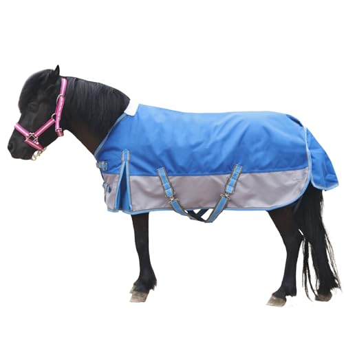 Gallopoff 1200D Pony/Shetty Pferdedecke ohne Füllung (0 g), Leichte, wasserdichte, Atmungsaktive und Reißfeste Regendecke für Fohlen, Minipferde, Zwergpferde, Kleinpferde und Miniponys von Gallopoff