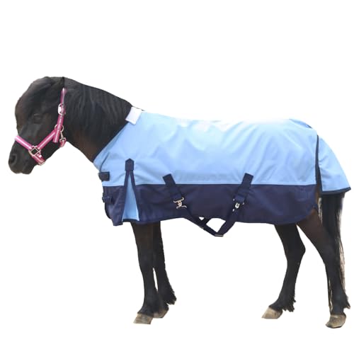 Gallopoff 1200D Pony/Shetty Pferdedecke ohne Füllung (0 g), Leichte, wasserdichte, Atmungsaktive und Reißfeste Regendecke für Fohlen, Minipferde, Zwergpferde, Kleinpferde und Miniponys von Gallopoff