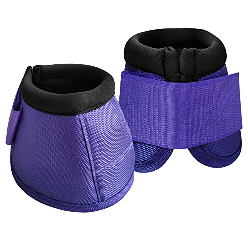 Gallopoff 2520D Horse Bell Boots, No-Turn Horse Bell Boots, Equine Ballistic Hoof Overreach Bell Boot, Paar Lila Groß von Gallopoff