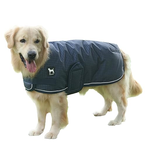 Gallopoff 600 Denier wasserdichte Ripstop-Hundejacke mit Loch für die Leine für kleine, mittelgroße und große Hunde, Winter, winddicht, mit Fleece gefüttert, warme Hundeweste, kaltes Wetter, 200 g von Gallopoff