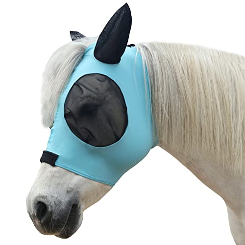 Gallopoff Fliegenmaske für Pferde, Fliegenmasken für Pferde mit Ohren, super Komfort & dehnbare Passform, Lycra, Pferdefliegenmaske, Paleblue Pony von Gallopoff