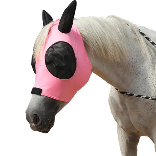 Gallopoff Fliegenmaske für Pferde, super bequem, dehnbar, für Pferde, UV-Schutz und atmungsaktiv, Rosa Cob von Gallopoff