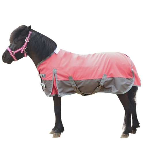Gallopoff Mini-Pferde/Pony/Fohlen/Miniatur-Größe 91,4–129,5 cm, leicht, wasserdicht und atmungsaktiv, 1200 Denier, Pferdedecke, ohne Füllung, Rosa, 42 von Gallopoff