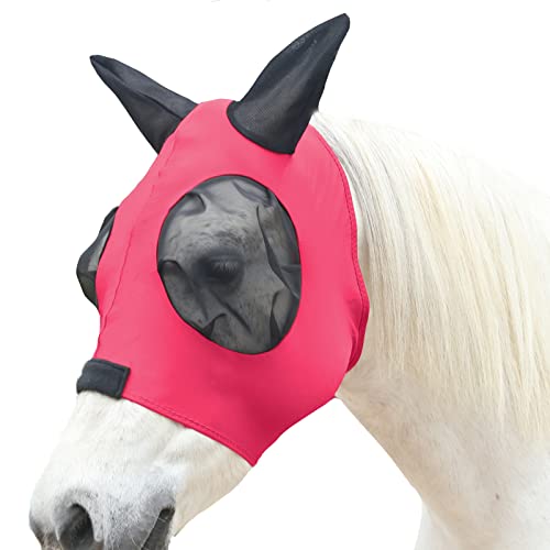 Gallopoff Pferd Fliegenmaske, Fliegenmasken für Pferde mit Ohren, Super Komfort & Dehnbare Passform Lycra Equine Fliegenmaske Rot Full von Gallopoff