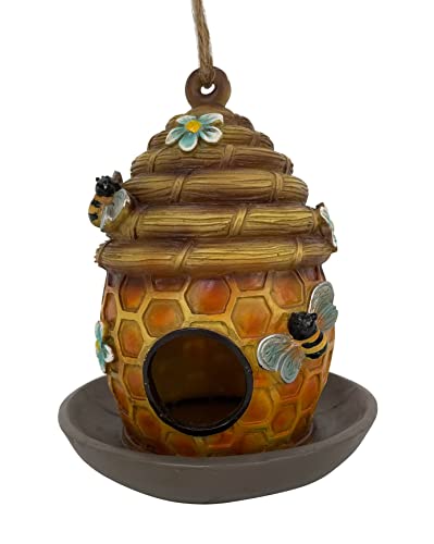 Galt International Bienenstock zum Aufhängen, Mini-Vogelhaus, 20,3 cm, Bienenornament, Vogelnest, Wildvogel, Garten, Rasen-Dekoration von Galt International