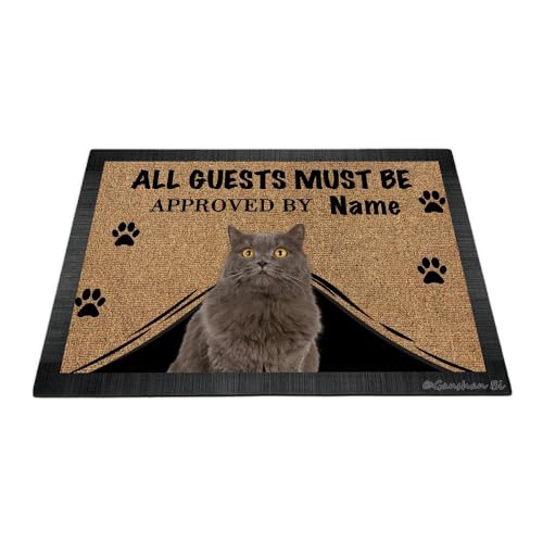 Ganshan Bi Funny BritishLonghair Fußmatte mit Katzenmotiv, Aufschrift "All Guests Must Be Approach", Fußmatte, Heimdekoration, Geschenk für Katzenliebhaber, 69,8 x 45 cm, Stil 1 von Ganshan Bi