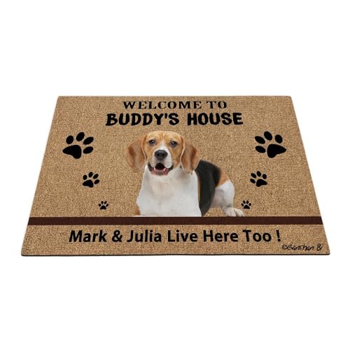 Ganshan Bi Fußmatte mit Beagle-Motiv, lustige Haustierpfoten, Aufschrift "Welcome to Dog's House", Geschenk für Hundeliebhaber, 69,8 x 45 cm von Ganshan Bi