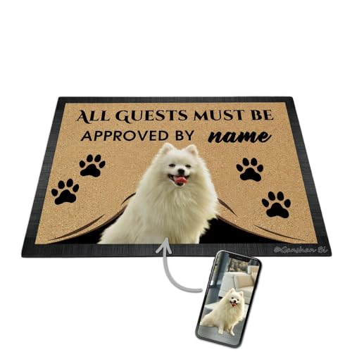 Ganshan Bi Fußmatte mit Hundefoto, personalisierbar, für alle Gäste müssen vom Hund genehmigt werden, personalisierbar, Geschenk für Hundeliebhaber, Katzenliebhaber, 60 x 40 cm, Stil 10 von Ganshan Bi