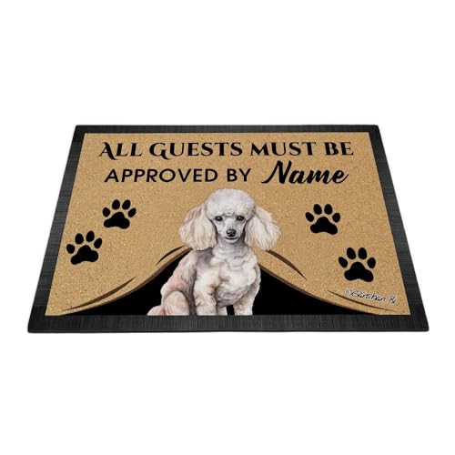 Ganshan Bi Fußmatte mit Pudelmotiv, personalisierbar, für alle Gäste müssen vom Hund genehmigt werden, Geschenk für Hundeliebhaber, 69,8 x 45 cm von Ganshan Bi