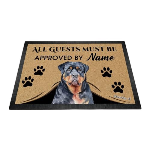 Ganshan Bi Fußmatte mit Rottweiler-Motiv, personalisierbar, für alle Gäste müssen von der Hunde-Hundematte genehmigt werden, Geschenk für Hundeliebhaber, 89,9 x 60,9 cm von Ganshan Bi