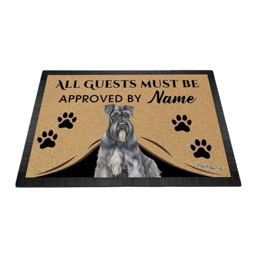 Ganshan Bi Fußmatte mit Schnauzer-Motiv, Motiv "Welcome", für alle Gäste müssen vom Hund genehmigt werden, Geschenk für Hundeliebhaber, 69,8 x 45 cm von Ganshan Bi