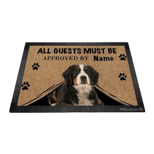 Ganshan Bi Fußmatte mit lustigem Berner Sennenhund, Aufschrift "All Guests Must Be Approach", Fußmatte, Heimdekoration, Geschenk für Hundeliebhaber, 60 x 40 cm, Stil 1 von Ganshan Bi