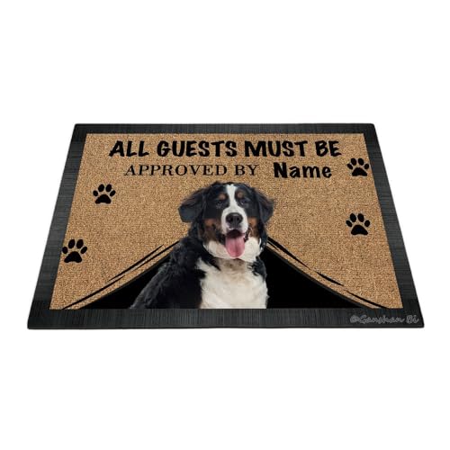 Ganshan Bi Fußmatte mit lustigem Berner Sennenhund, Aufschrift "All Guests Must Be Approach", Fußmatte, Heimdekoration, Geschenk für Hundeliebhaber, 89,9 x 60 cm, Stil 2 von Ganshan Bi