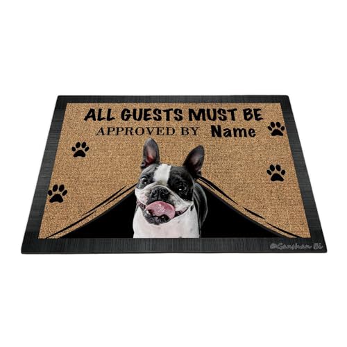 Ganshan Bi Fußmatte mit lustigem Boston Terrier, Aufschrift "All Guests Must Be Approach", Fußmatte, Heimdekoration, Geschenk für Hundeliebhaber, 60 x 40 cm, Stil 2 von Ganshan Bi