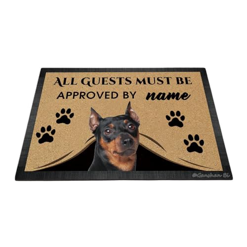 Ganshan Bi Fußmatte mit lustigem Dobermann-Motiv, Aufschrift "All Guests Must Be Approach", Fußmatte, Heimdekoration, Geschenk für Hundeliebhaber, 60 x 40 cm, Stil 3 von Ganshan Bi