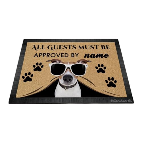 Ganshan Bi Fußmatte mit lustigem Jack Russell Terrier, Aufschrift "All Guests Must Be Approach", Fußmatte, Heimdekoration, Geschenk für Hundeliebhaber, 60 x 40 cm, Stil 2 von Ganshan Bi