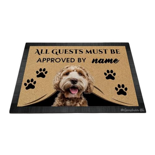 Ganshan Bi Fußmatte mit lustigem Labradoodle-Motiv, Aufschrift "All Guests Must Be Approach", Fußmatte, Heimdekoration, Geschenk für Hundeliebhaber, 60 x 40 cm, Stil 2 von Ganshan Bi