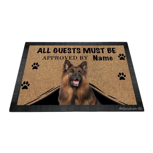 Ganshan Bi Fußmatte mit lustigem Schäferhund, Aufschrift "All Guests Must Be Approach", Fußmatte, Heimdekoration, Geschenk für Hundeliebhaber, 69,8 x 45 cm, Stil 4 von Ganshan Bi