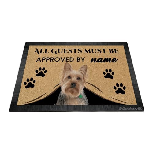 Ganshan Bi Fußmatte mit lustigem Yorkie-Hundemotiv, Aufschrift "All Guests Must Be Approach", Fußmatte, Heimdekoration, Geschenk für Hundeliebhaber, 60 x 40 cm, Stil 2 von Ganshan Bi