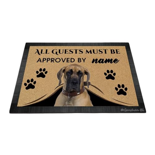 Ganshan Bi Fußmatte mit lustiger Dogge und Aufschrift "All Guests Must Be Approach", Fußmatte, Heimdekoration, Geschenk für Hundeliebhaber, 60 x 40 cm, Stil 1 von Ganshan Bi