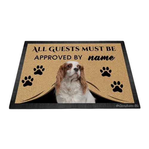 Ganshan Bi Lustige Fußmatte Cavalier King Charles Spaniel Hund Willkommen Alle Gäste müssen genehmigt werden Bodenmatte, individuelle Fußmatte, Heimdekoration, Geschenk für Hundeliebhaber, 60 x 40 cm, von Ganshan Bi