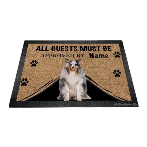 Ganshan Bi Lustige Fußmatte mit Aufschrift "Sheltie Dog", Aufschrift "All Guests Must Be Approach", Fußmatte, Heimdekoration, Geschenk für Hundeliebhaber, 69,8 x 45 cm, Stil 2 von Ganshan Bi