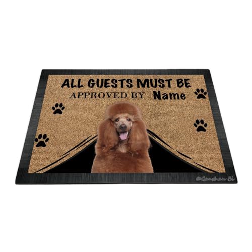 Ganshan Bi Lustige Fußmatte mit Pudelmotiv, Aufschrift "All Guests Must Be Approach", Fußmatte, Heimdekoration, Geschenk für Hundeliebhaber, 60 x 40 cm, Stil 1 von Ganshan Bi