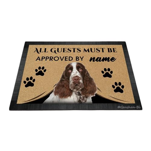 Ganshan Bi Lustige Fußmatte mit englischem Springer-Spaniel-Motiv, Aufschrift "All Guests Must Be Approach", Fußmatte, Heimdekoration, Geschenk für Hundeliebhaber, 60 x 40 cm, Stil 1 von Ganshan Bi