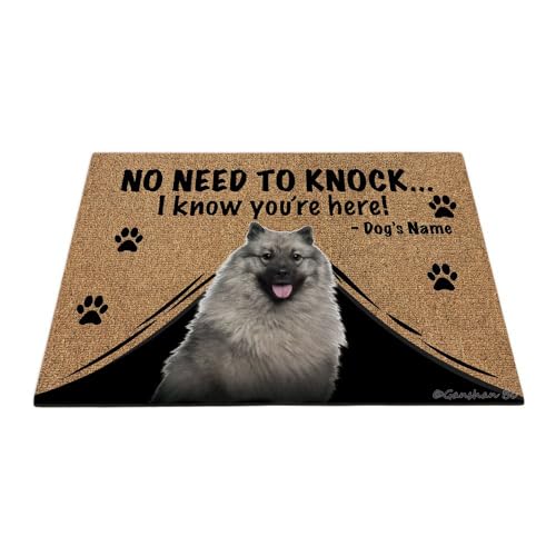 Ganshan Bi Personalisierte Fußmatte mit lustigem Hundemotiv, Aufschrift "No Need to Knock I Know You're Here", Geschenk für Hundeliebhaber, 69,8 x 45 cm, Stil 1 von Ganshan Bi