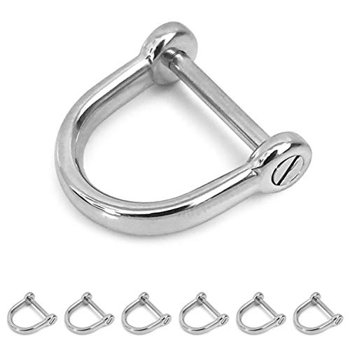 Ganzoo D - Ring mit Schraub-Bolzen aus Stahl, 6er Set, nachträglich montierbar, nichtrostend, Ideal mit Paracord 550, Farbe Silber von Ganzoo