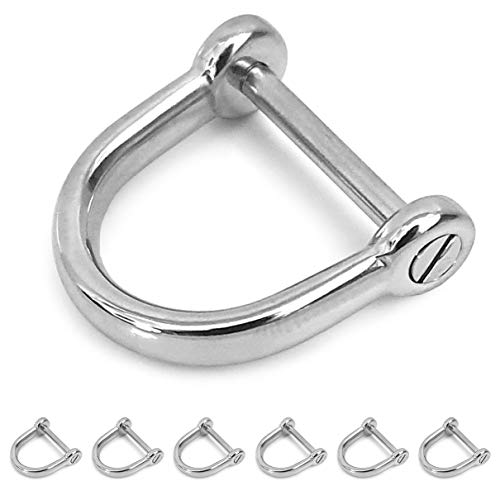 Ganzoo D - Ring mit Schraub-Bolzen aus Stahl, 6er Set, nachträglich montierbar, nichtrostend, Ideal mit Paracord 550, Farbe Silber von Ganzoo