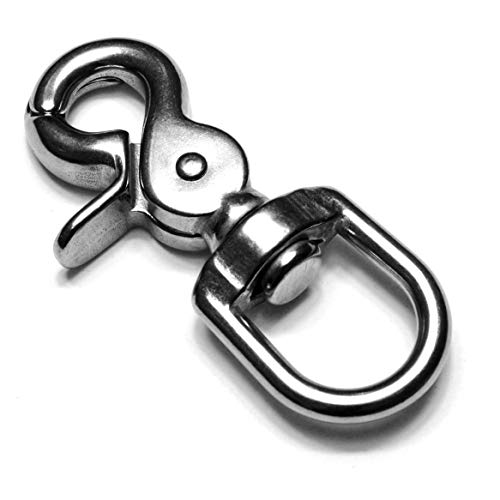 Ganzoo Scheren-Karabiner Haken mit Dreh-Gelenk/Dreh-Kopf für Hunde-Leine/Hals-Band, legierter Stahl – 72mm Länge, auch für Paracord 550 / Schlüssel-Anhänger, Farbe: Silber von Ganzoo